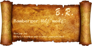 Bamberger Rómeó névjegykártya